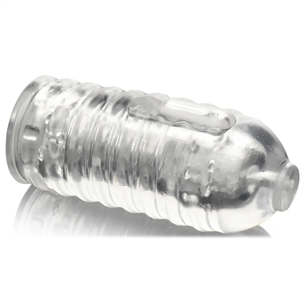 Clear plastic Milker Pro water bottle with ridges; phthalate free TPE for safe use