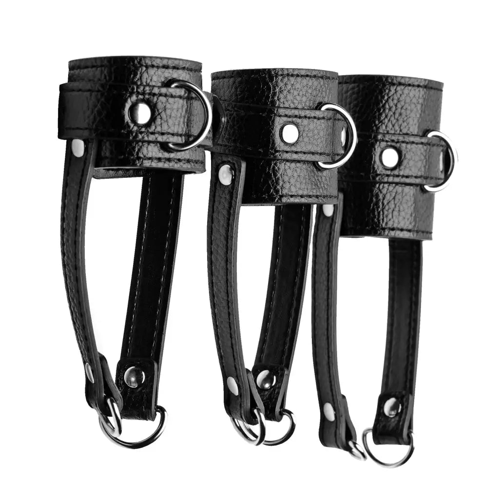 Isabella Sinclaire 3 Piece Ball Stretcher Training Set with black leather restraints