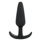 Black silicone Mood Naughty Butt Plug with tapered shape and flared base for safe use