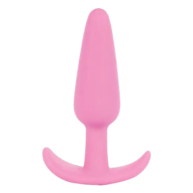 Pink silicone Mood Naughty Butt Plug with a flared base for safe and pleasurable use