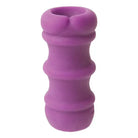 Purple silicone ribbed stroker - Mood Pleaser with curved shape and hollow top for internal textures