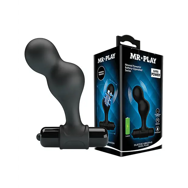 Mr. Play Silicone Anal Vibro Plug - Black - Powered Butt Plug