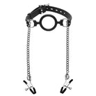 Mutiny Silicone O-ring Gag with Nipple Clamps - Perfect Bondage Accessory