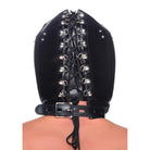 Muzzled Universal BDSM Hood with lace-up back and buckled collar for bondage play