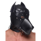 Muzzled Universal BDSM hood: Black leather dog mask with metal accents and removable muzzle