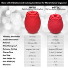 Mystic Rose Sucking And Vibrating Silicone Rose - Red - Stimulators