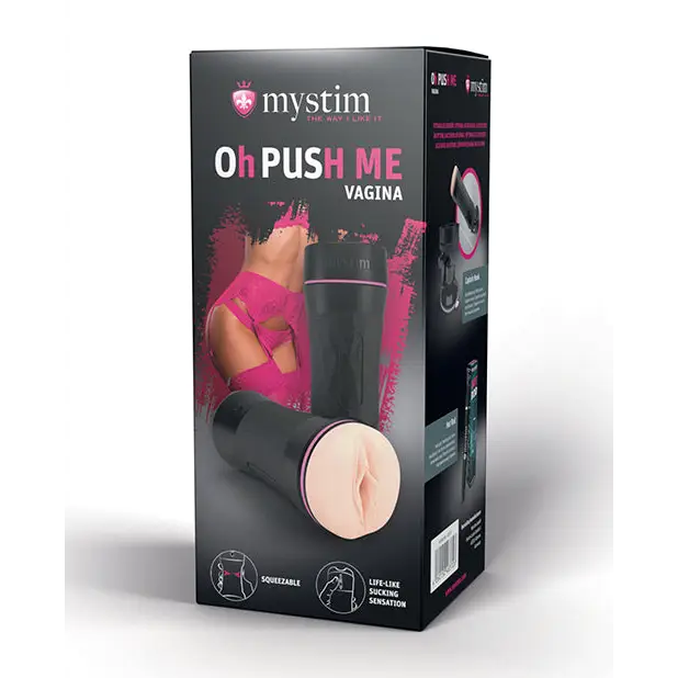 Mystim Oh-pushme Vagina - Black - Manual Stroker