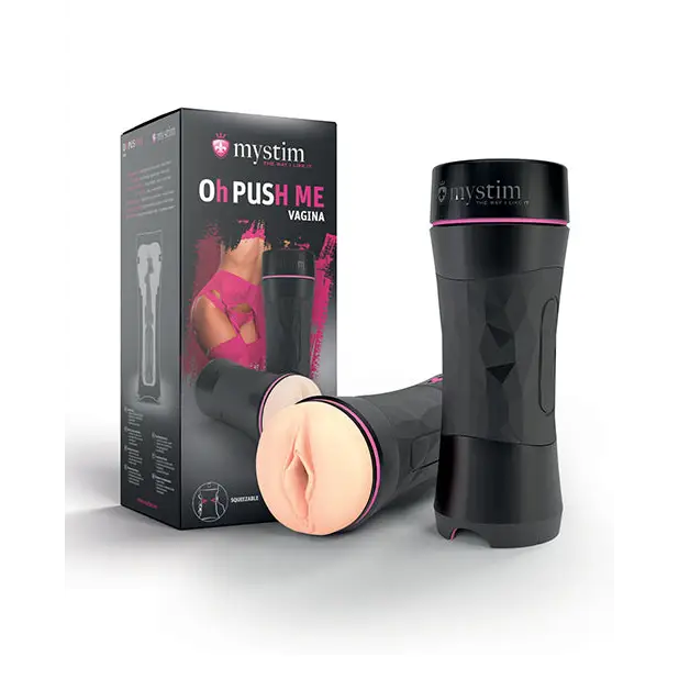 Mystim Oh-pushme Vagina - Black - Manual Stroker