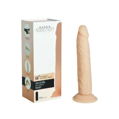 Naked Addiction 9’’ Dual Density Silicone Dildo - Vanilla - Dongs & Dildos