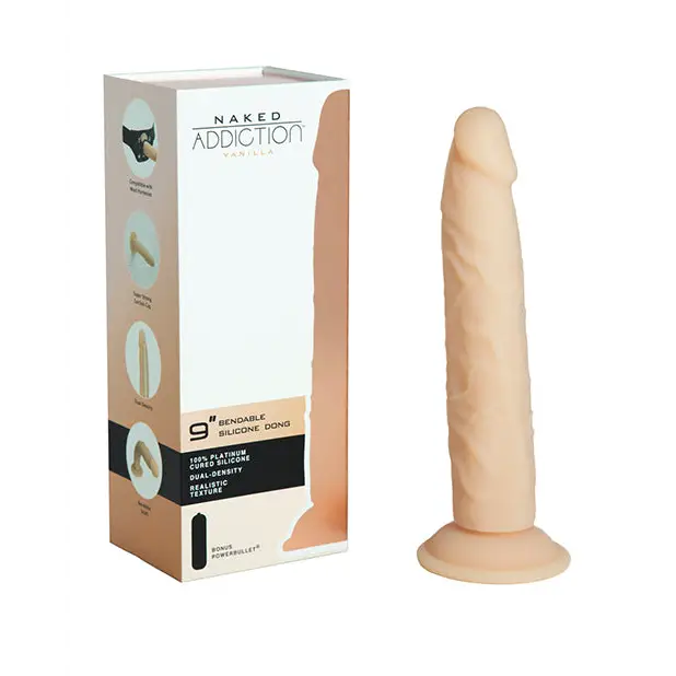 Naked Addiction 9’’ Dual Density Silicone Dildo - Vanilla - Dongs & Dildos