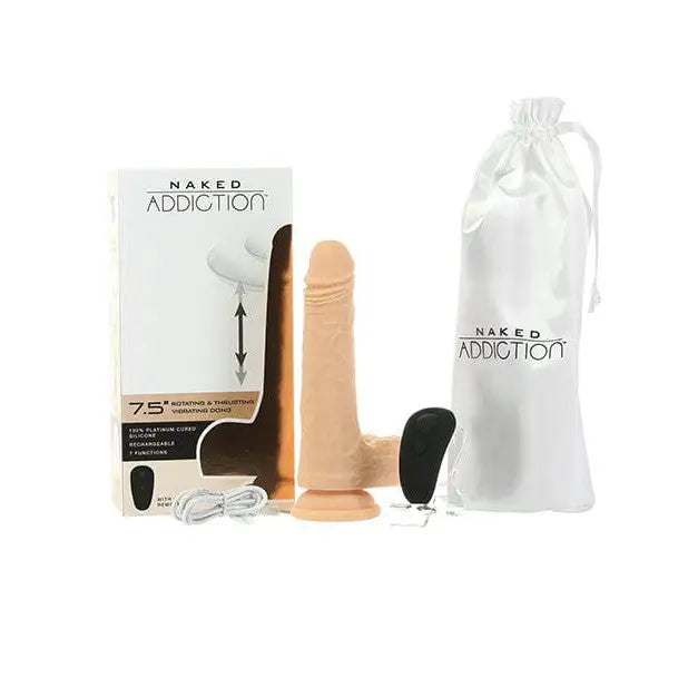 Naked Addiction vibrating toy with strong suction base and 7.5’ rotating, thrusting features