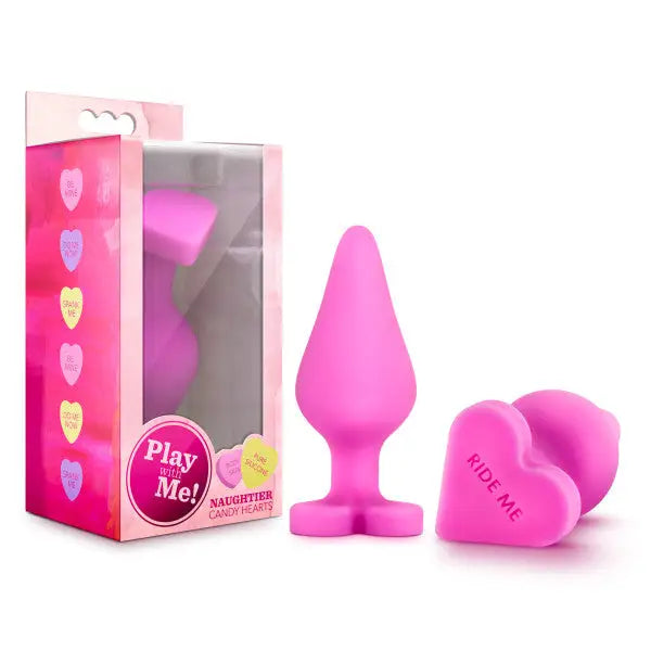 Naughtier Candy Hearts Ride Me Pink toy with box and pink heart, perfect for candy hearts lovers