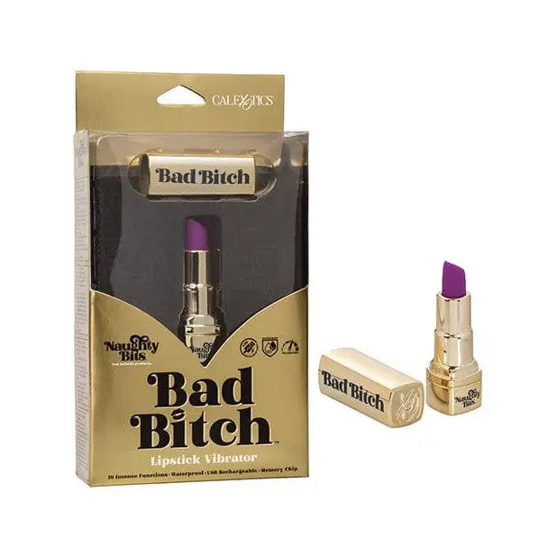 CalExotics Stimulators Naughty Bits Bad Bitch Lipstick Vibrator - Purple at the Haus of Shag