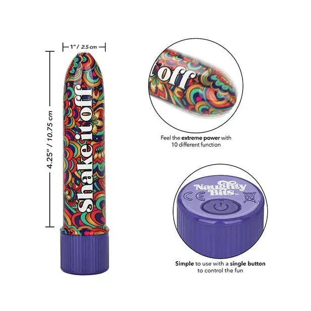 CalExotics Stimulators Naughty Bits Shake It Off Powerful Mini Vibrator - Multi Color at the Haus of Shag