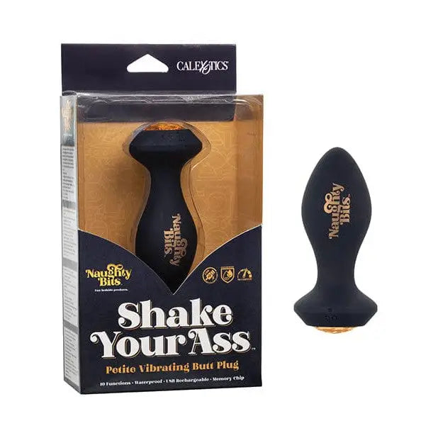 CalExotics Powered Plug Naughty Bits Shake Your Ass Petite Vibrating Butt Plug - Black at the Haus of Shag