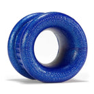 A Neo Short blue glass pipe with a circular design from the Pure Platinum Silicone collection