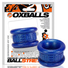 Neo Short Ballstretcher Blueballs - blue plastic plugs on white background, pure platinum silicone