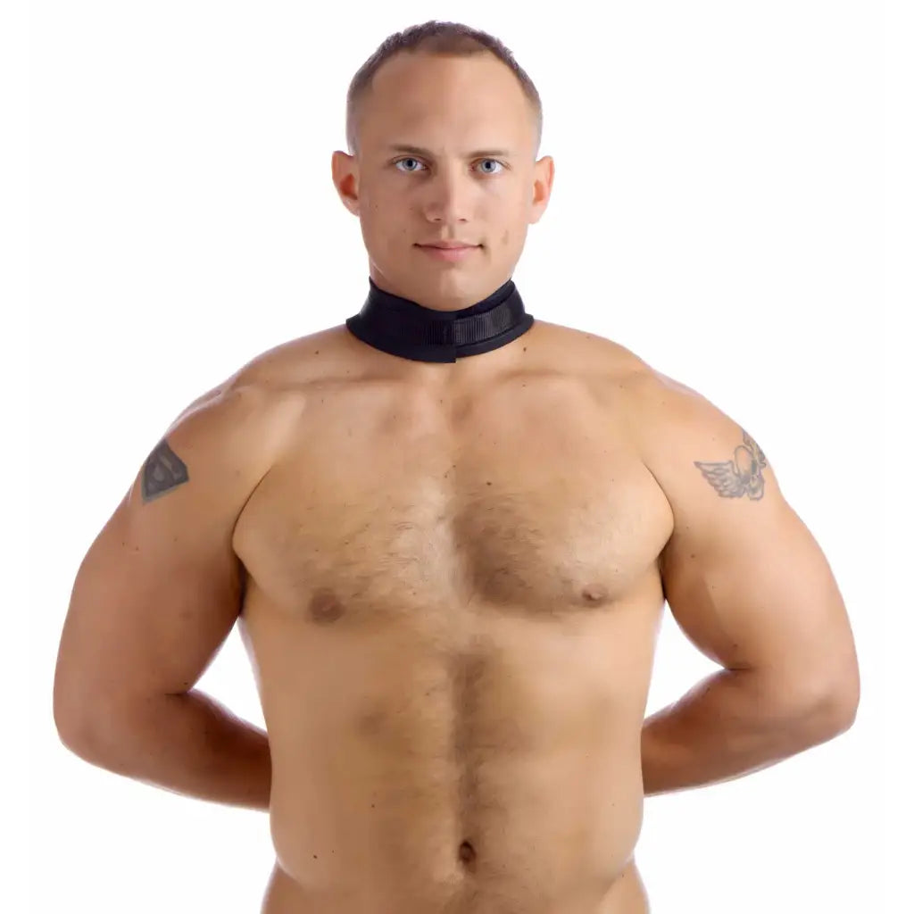 Frisky Upper Body Restraint Neoprene Collar To Wrist Restraint Strap at the Haus of Shag