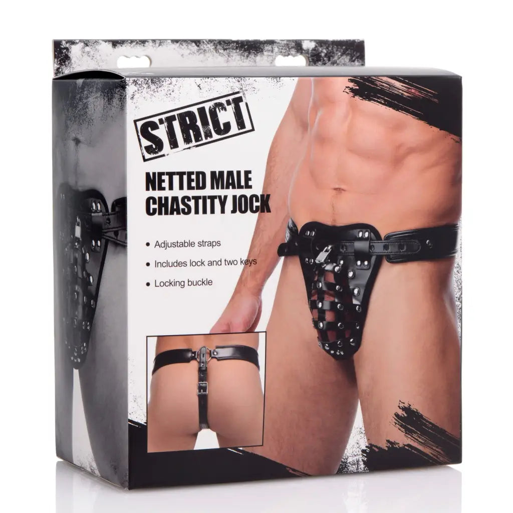 STRICT Lower Body Harness Netted Male Chastity Jock at the Haus of Shag