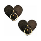 Neva Nude After Midnight Black Glitter Gold Hoop I Heart U Nipple Cover Pasties - Pasties