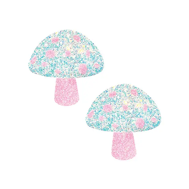 Neva Nude Black Light Glitter Shroom Pasties - Pink/white O/s - Pasties