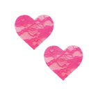 Neva Nude Pasties Pink Neva Nude Black Light Lace Heart Pasties - O/s at the Haus of Shag