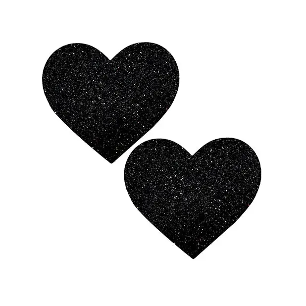 Neva Nude Black Malice Queen Status Glitter Heart Pasties - Black Qn - Pasties