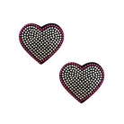 Neva Nude Burlesque Heart N’ Soul Crystal Heart Pasties in pink and silver rhinestones