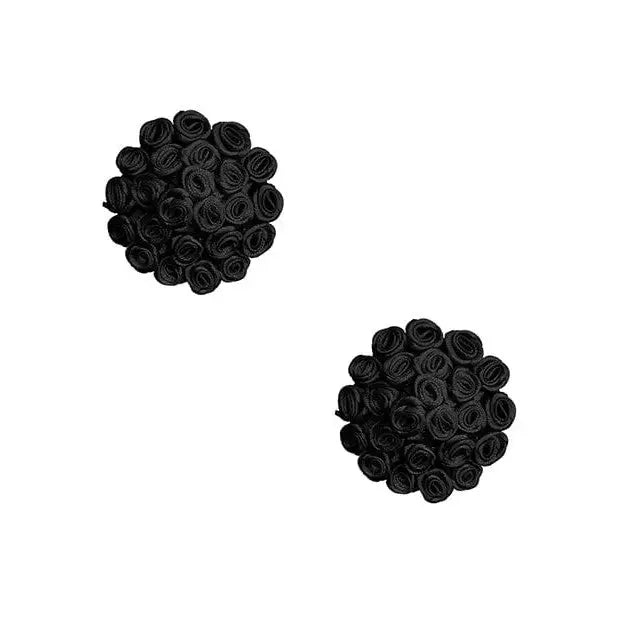 Neva Nude Burlesque Nightfall Roses Silicone Pasties - Black Licorice Wheels Design