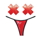 Neva Nude Pasties Neva Nude Naughty Knix Vixen Wet Vinyl G-string & Pasties - Red O/s at the Haus of Shag