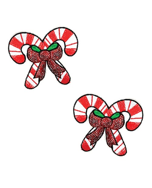 Neva Nude Pasties Neva Nude Sequin Candy Cane Pasties - Red/white O/s at the Haus of Shag