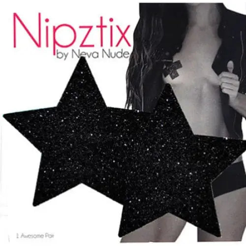 Neva Nude Pasties Neva Nude Pasty Star Glitter Black at the Haus of Shag