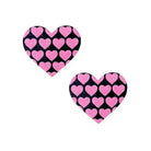 Neva Nude Pink Heart UV Valentines Black Glitter Nipztix Pasties on black background