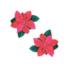 Neva Nude Poinsettia Glitter Flower Pasties - Red/green O/s - Pasties