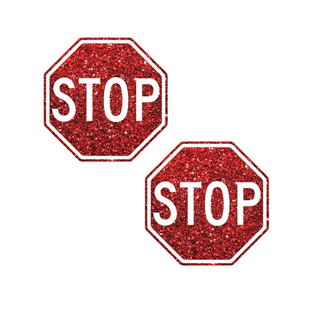 Neva Nude Stop Sign Glitter Pasties - Red O/s - Pasties