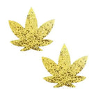 Neva Nude Pasties Neva Nude Super Sparkle Gold Glitter Dope AF Herb Leaf Pasties at the Haus of Shag