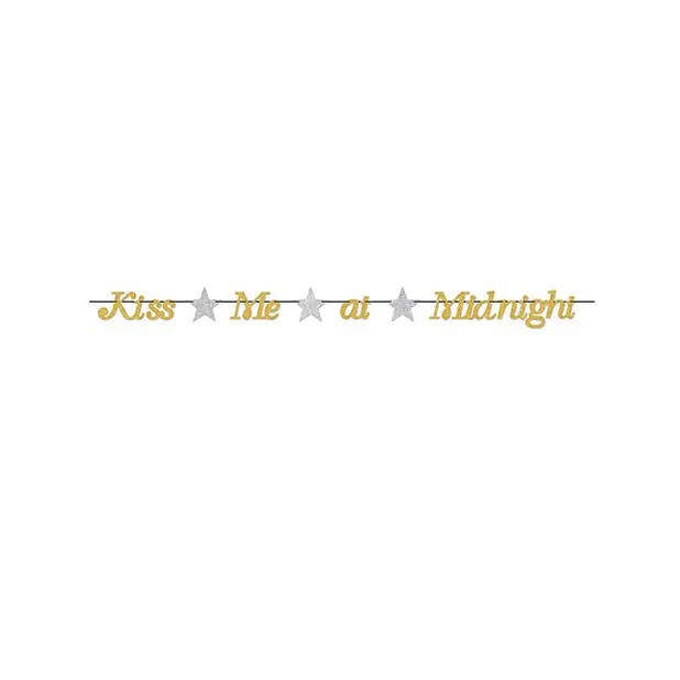 New Year’s Kiss Me At Midnight Streamer - Gold/silver - Party Supplies