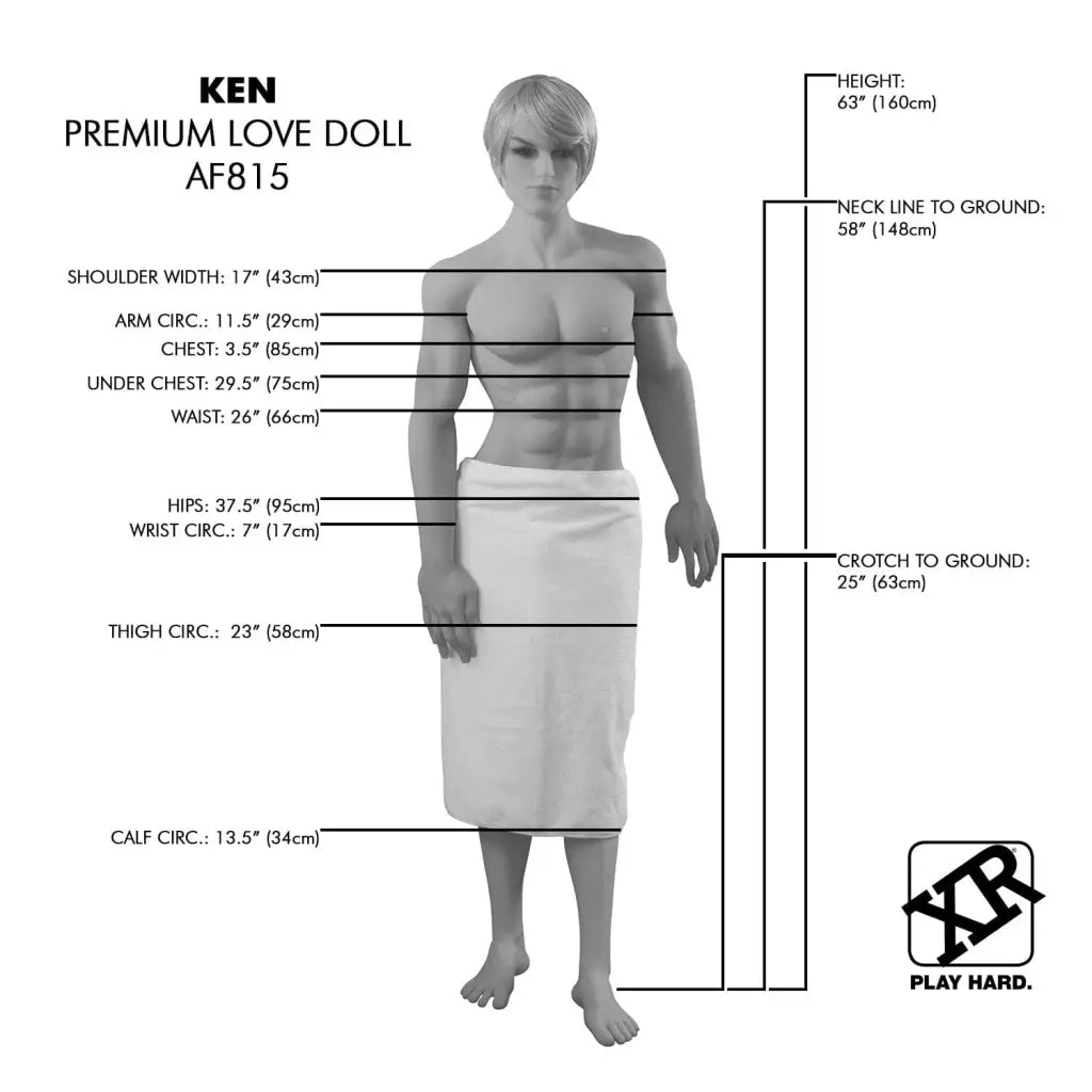 NextGen Dolls Kenny Premium Love Doll: Female mannequin with detailed body measurements