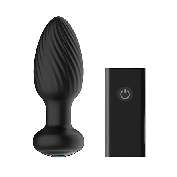 Nexus Tornado Rechargeable Remote-Controlled Rotating & Vibrating Textured Silicone Anal Plug Black - Butt Plug