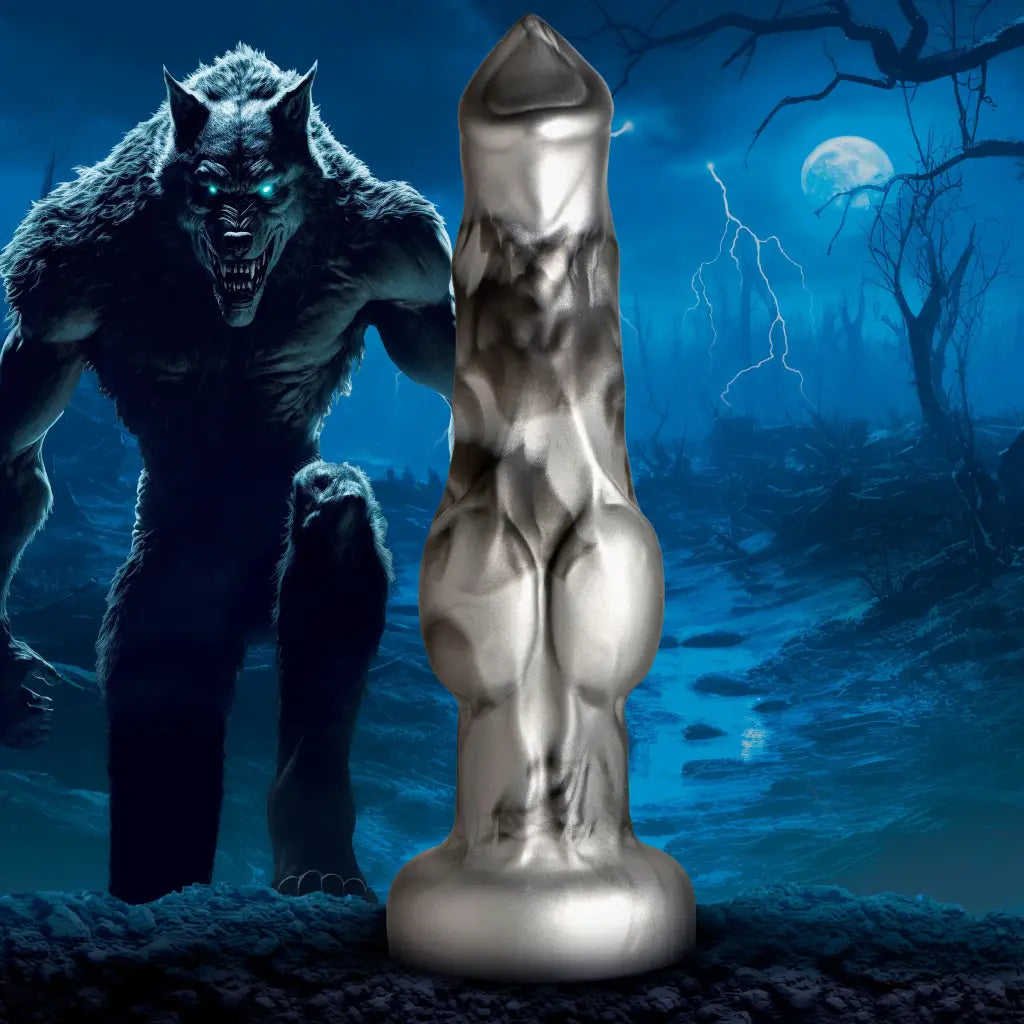 Night Prowler Small Silver Dildo with Anatomical Textures and Suction Cup Base