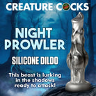 Night Prowler small silicone dildo with suction cup base, textured and creature-like shape