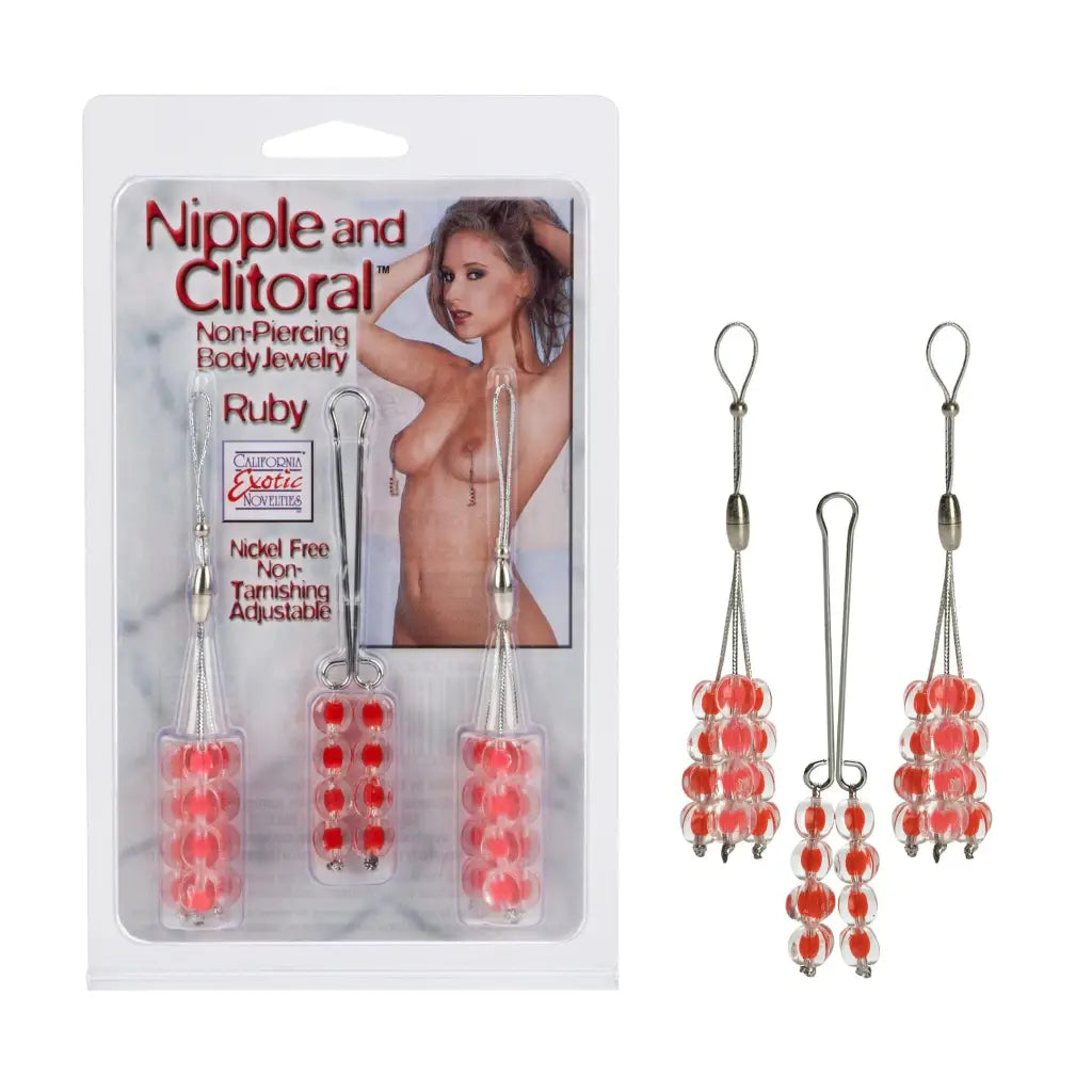 CalExotics Sextoys for Women Nipple/clit Non Piercing Ruby at the Haus of Shag