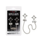 CalExotics Bondage Blindfolds & Restraints Nipple Grips 4-point Nipple Press With Bells - Silver at the Haus of Shag