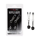 CalExotics Bondage Blindfolds & Restraints Nipple Grips Weighted Tweezer Nipple Clamps  -silver at the Haus of Shag