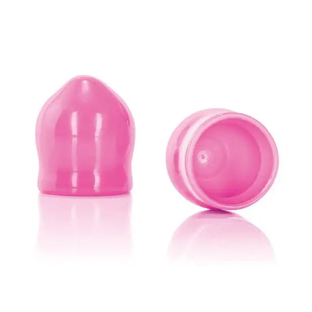 A pair of pink plastic mini nipple suckers from the Nipple Play Mini Nipple Suckers line