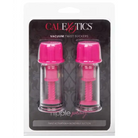 Pair of Nipple Play Vacuum Twist Suckers in bright pink for enhanced nipple stimulation