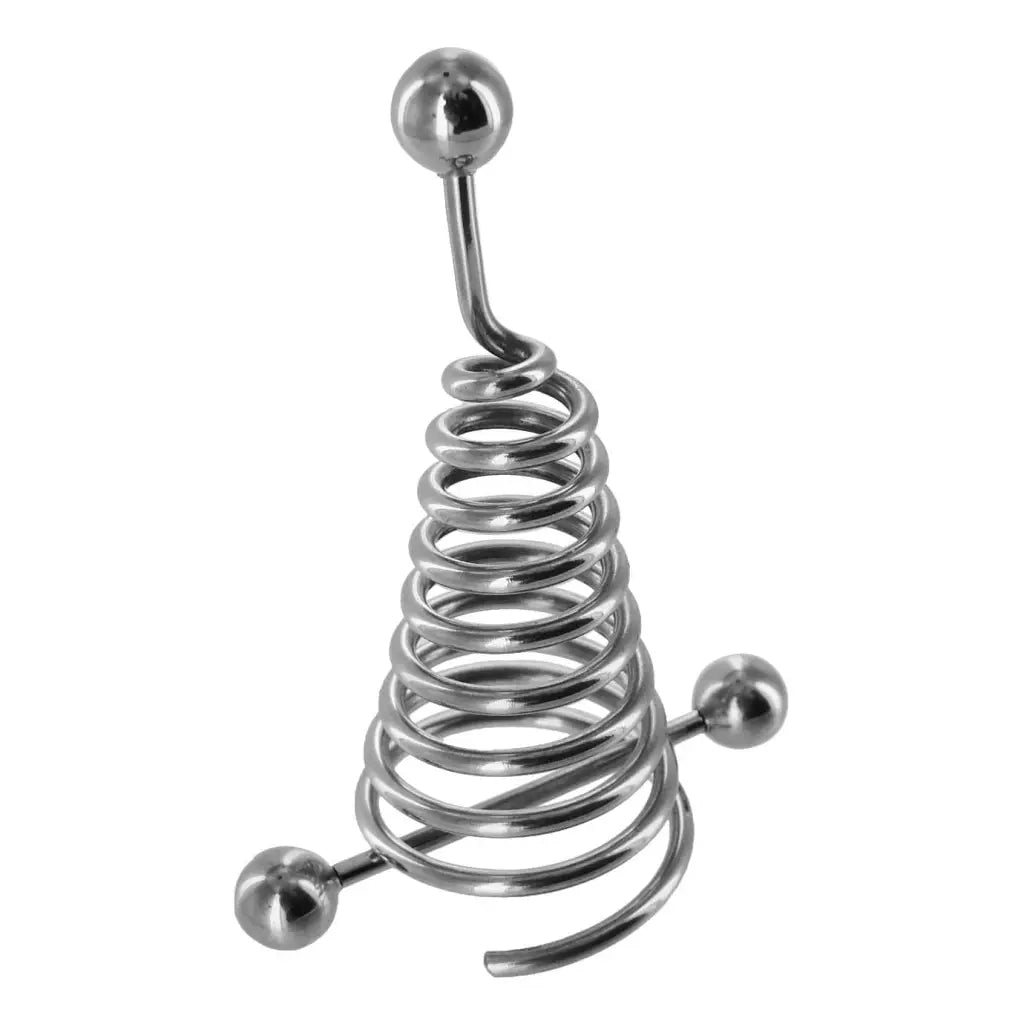 Nipple spiral extender and barbel with a metal spiral Christmas tree and ball