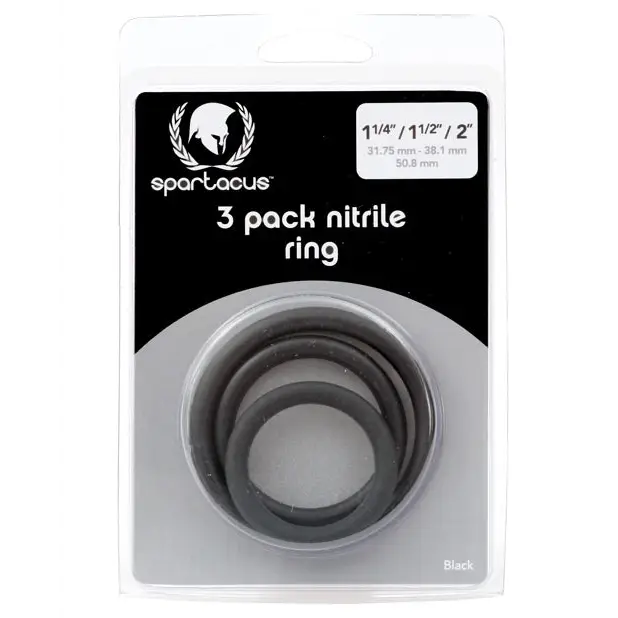 Nitrile Cock Ring Set (Blue/3) - Black - Cock Ring