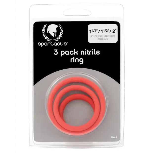 Nitrile Cock Ring Set (Blue/3) - Red - Cock Ring