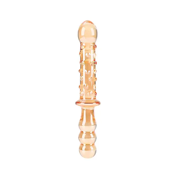 Transparent Nobu Honey Dual Wand - Amber with textured shaft and glass gems